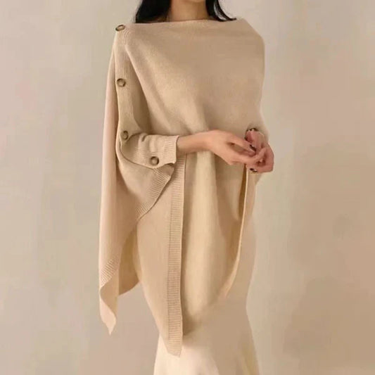 Women's Wool Slant Cape Scarf – Elegant Asymmetrical Winter Shawl